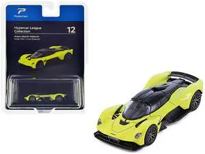 Aston Martin Valkyrie Lime Essence Yellow Metallic w/Black Top "Hypercar League Collection" 1/64 Diecast Model Car by PosterCars