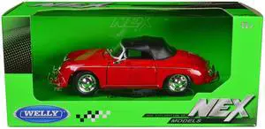Porsche 356A Speedster Red with Black Soft Top "NEX Models" Series 1/24 Diecast Model Car by Welly