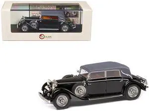 1933-37 Mercedes-Benz 290 W18 Lang Cabriolet D (Top Up) Black with Gray Top Limited Ed to 250 pcs 1/43 Model Car by Esval Models
