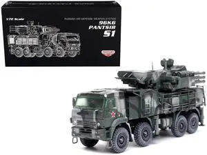 Pantsir S1 96K6 Self-Propelled Air Defense Weapon System Tri-Color Camouflage 1/72 Diecast Model by Panzerkampf