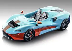 2020 McLaren Elva Convertible Light Blue w/Orange Accents "Exclusive Collection" Ltd Ed to 79 pcs 1/18 Model Car by Tecnomodel