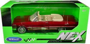 1963 Chevrolet Impala Convertible Red Metallic "NEX Models" 1/24 Diecast Model Car by Welly