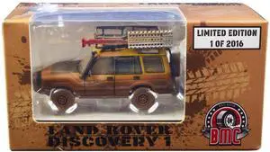 Land Rover Discovery 1 RHD "Camel Trophy" Yellow (Dirty Version) w/Rack and Accessories 1/64 Diecast Model Car by BM Creations