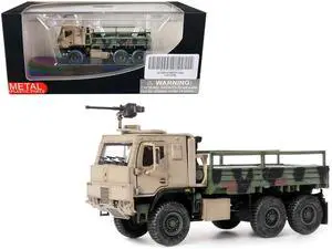 M1083 MTV (Medium Tactical Vehicle) Armored Cab Cargo Truck w/Turret NATO Camouflage "US Army" 1/72 Diecast Model by Panzerkampf