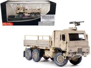M1083 MTV (Medium Tactical Vehicle) Armored Cab Cargo Truck w/Turret Desert Camouflage US Army 1/72 Diecast Model by Panzerkampf