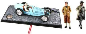 1934 Bugatti T59 Road Version Light Blue with Driver and Etorre Bugatti & Jean Bugatti Figures 1/18 Models by Le Mans Miniatures