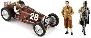 Bugatti T59 #28 Tazio Nuvolari Monaco GP (1934) w/Driver Mounted and Figures 1/18 Models by Le Mans Miniatures
