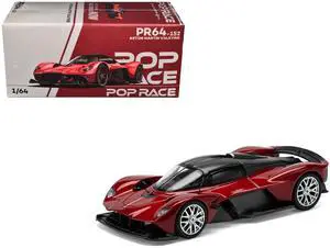 Aston Martin Valkyrie Supernova Red Metallic with Carbon 1/64 Diecast Model Car by Pop Race