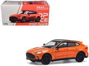 Aston Martin DBX 707 Cosmos Orange Metallic with Black Top 1/64 Diecast Model Car by Pop Race