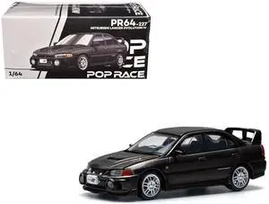 Mitsubishi Lancer Evolution IV RHD (Right Hand Drive) Pyrenees Black Pearl 1/64 Diecast Model Car by Pop Race