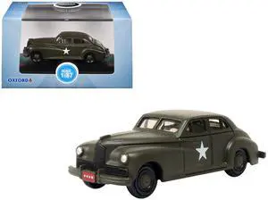 1942 Packard Clipper Touring Sedan "US Army Staff Car" Olive Drab 1/87 (HO) Scale Diecast Model Car by Oxford Diecast