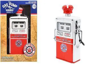 1954 Tokheim 350 Twin Gas Pump "Red Crown Gasoline" White & Red "Vintage Gas Pumps" Series 17 1/18 Diecast Replica by Greenlight