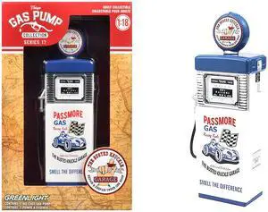 1951 Wayne 505 Gas Pump "Busted Knuckle Garage" White and Blue "Vintage Gas Pumps" Series 17 1/18 Diecast Replica by Greenlight
