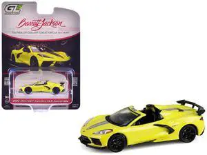 2022 Chevrolet Corvette C8.R Convertible Yellow with Silver Stripes "Barrett-Jackson" 1/64 Diecast Model Car by Greenlight
