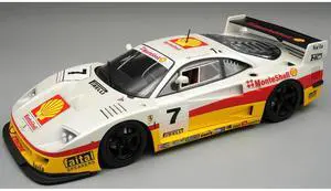 1996 Ferrari F40 LM #7 "Monte Shell" White with Red and Yellow with Case "Mythos Series" Limited Ed 1/18 Model Car by Tecnomodel
