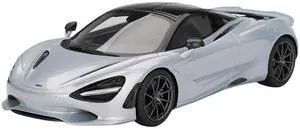 McLaren 750S Ice Silver Metallic with Black Top 1/18 Model Car by Top Speed