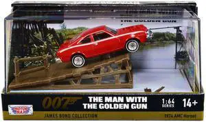 1974 AMC Hornet Red w/White Stripes James Bond 007 "The Man w/the Golden Gun" 1974 w/Display 1/64 Diecast Model Car by Motormax