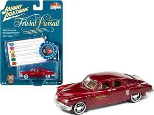 1948 Tucker Torpedo Red Maroon Met. w/Poker Chip & Game Card "Trivial Pursuit" 1/64 Diecast Model Car by Johnny Lightning