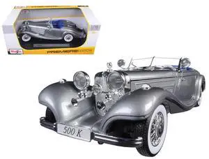 1936 Mercedes 500K Special Roadster Grey 1/18 Diecast Model Car by Maisto