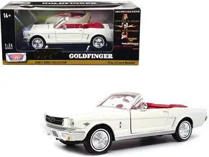 1964 1/2 Ford Mustang Convertible White w/Red Interior James Bond 007 "Goldfinger" 1964 Movie 1/24 Diecast Model Car by Motormax