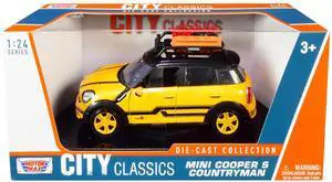 Mini Cooper S Countryman with Roof Rack & Accessories Yellow Metallic & Black "City Classics" 1/24 Diecast Model Car by Motormax