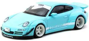 RWB 997 "Lomianki" Light Blue with White Stripes "Hobby64" Series 1/64 Diecast Model Car by Tarmac Works
