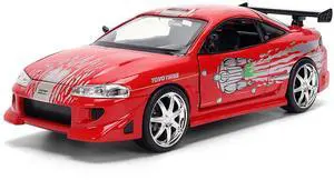 Brian's Mitsubishi Eclipse Red with Graphics Remix "The Fast and The Furious" (2001) Movie 1/24 Diecast Model Car by Jada