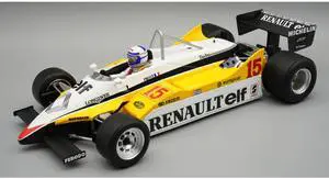 Renault RE30B #15 Winner F1 "Brazilian GP" (1982) "Mythos Series" with Driver Figure & Display Case 1/18 Model Car by Tecnomodel