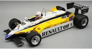 Renault RE30B #16 Winner F1 "Italian GP" (1982) "Mythos Series" with Driver Figure and Display Case 1/18 Model Car by Tecnomodel