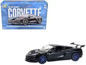2025 Chevrolet Corvette C8 ZR1 Black with Blue with Raw Casting Dual Pack 1/64 Diecast Model Car by Greenlight
