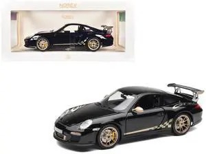 2009 Porsche 911 GT3 RS Black with Gold Accents and Wheels 1/18 Diecast Model Car by Norev