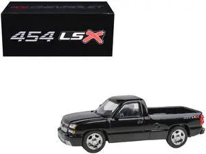 2006 Chevrolet Silverado 454 LSX Pickup Truck Onyx Black 1/64 Diecast Model Car by Paragon