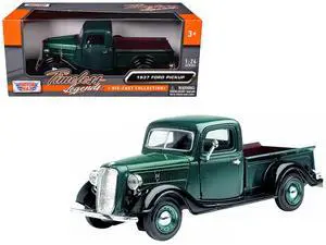 1937 Ford Pickup Truck Green and Black 1/24 Diecast Model Car by Motormax