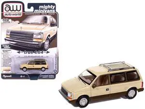 1987 Plymouth Voyager Van Light Cream and Golden Bronze Metallic 2-Tone 1/64 Diecast Model Cars by Auto World