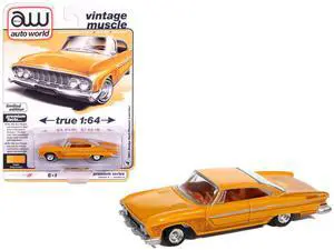 1961 Dodge Dart Phoenix Lowrider Mango Smoothie Metallic with Graphics and Orange Interior 1/64 Diecast Model Cars by Auto World