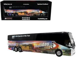 Prevost H3-45 Coach Bus "Holiday Tours - 2024 IMG Operator of the Year" White w/Graphics 1/64 Diecast Model by Iconic Replicas