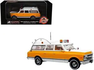 1969 Chevrolet C-10 Ambulance "Rampart General Hospital" White & Yellow "5 Alarm" Ltd Ed 1/50 Diecast Model by Iconic Replicas