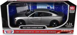 2023 Dodge Charger Pursuit Police Car Silver Metallic "Custom Builder's Kit" 1/24 Diecast Model Car by Motormax