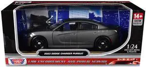 2023 Dodge Charger Pursuit Police Car Gray Metallic "Custom Builder's Kit" 1/24 Diecast Model Car by Motormax