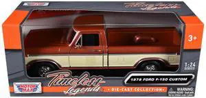 1979 Ford F-150 Custom Pickup Truck Brown Metallic and Cream "Timeless Legends" Series 1/24 Diecast Model Car by Motormax