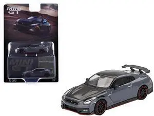 2024 Nissan GT-R Nismo (R35) Stealth Gray with Carbon Hood and Top Limited Edition 1/64 Diecast Model Car by Mini GT