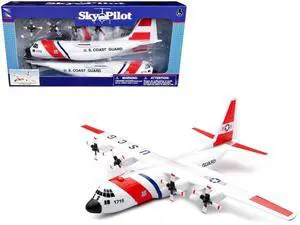 Model Kit Lockheed C-130 Hercules Transport Aircraft White & Red "US Coast Guard" Snap Together Plastic Model Kit by New Ray