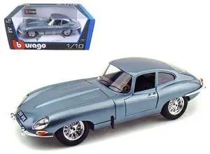1961 Jaguar E Type Coupe Blue Metallic 1/18 Diecast Model Car by Bburago