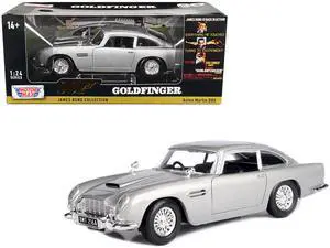 Aston Martin DB5 RHD Silver Metallic James Bond 007 "Goldfinger" (1964) Movie 1/24 Diecast Model Car by Motormax