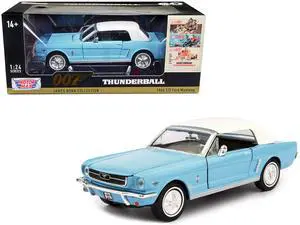 1964 1/2 Ford Mustang Light Blue with White Top James Bond 007 "Thunderball" (1965) Movie 1/24 Diecast Model Car by Motormax