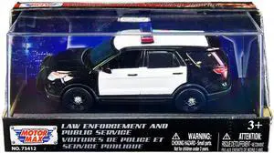 2015 Ford Police Interceptor Utility Plain Black and White 1/43 Diecast Model Car by Motormax