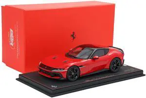 Ferrari 12Cilindri Rosso Corsa Red with Black Top with DISPLAY CASE Limited Edition to 200 pieces 1/18 Model Car by BBR