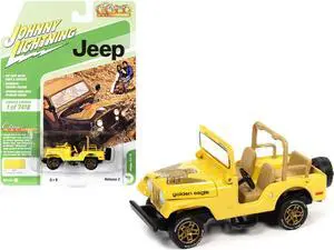 Jeep CJ-5 Yellow w/ Golden Eagle Graphics Classic Gold Collection Ltd Ed to 7418 pcs 1/64 Diecast Model Car by Johnny Lightning