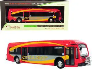 Proterra ZX5 Battery-Electric Bus Lincoln Memorial Washington D.C. Red & Gray w/Yellow 1/87 HO Diecast Model by Iconic Replicas