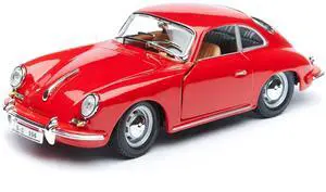 1961 Porsche 356 B Coupe Red 1/24 Diecast Model Car by Bburago